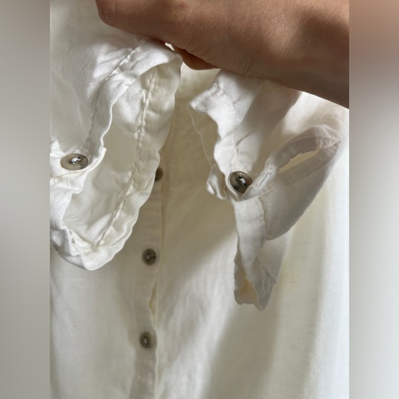 Mango Womens White Peasant Cottagecore Prairie Cotton Button Down Dress Medium - Picture 5 of 14